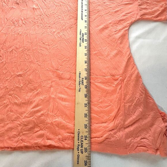 Shana Women’s S Half Sleeve Crinkle Tunic Top Coral 2 Pockets Boxy Fit - Picture 7 of 12